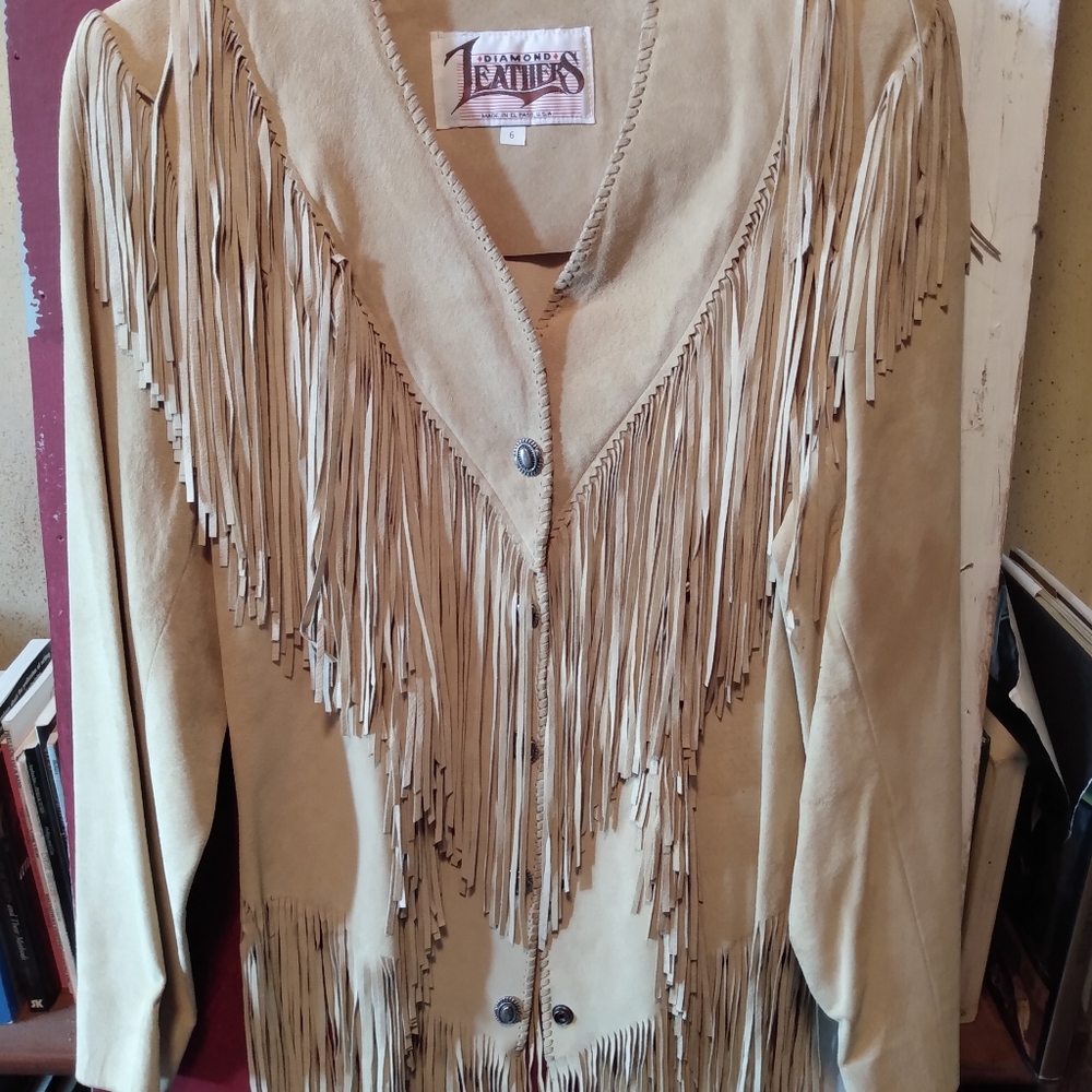 Vintage fringed genuine suede jacket